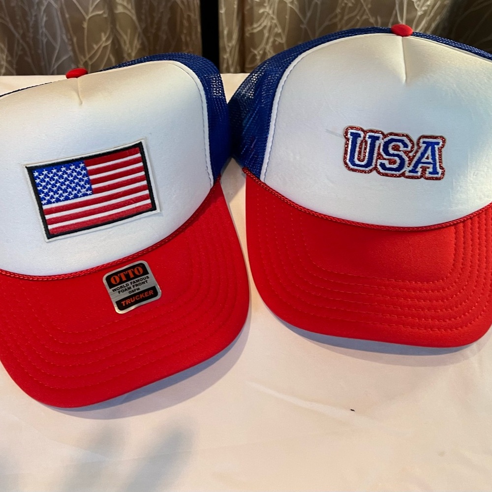 OTTO Red, White, and Blue USA Trucker Hats